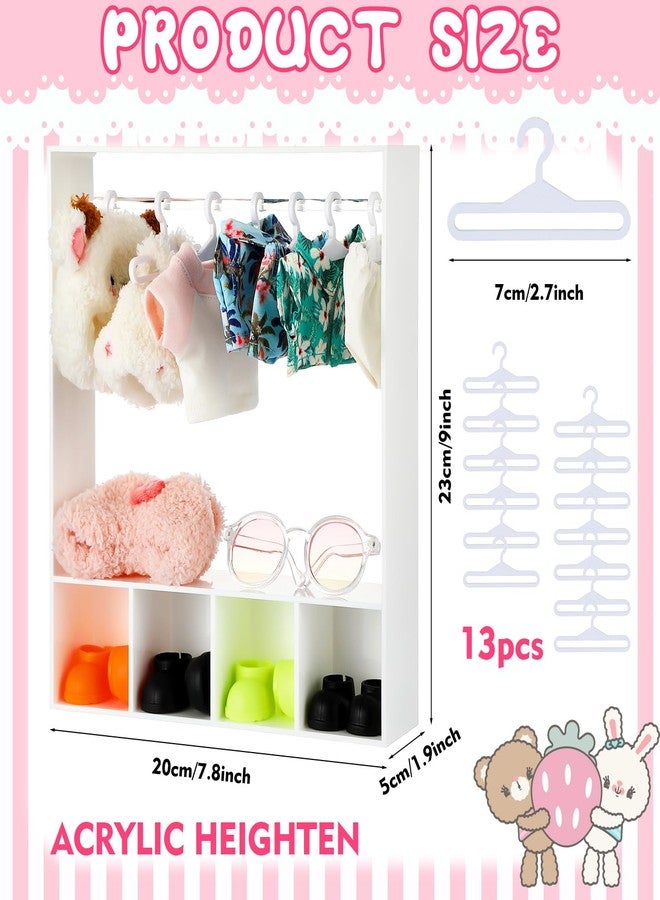 خزانة ملابس للدمى من سيمجوينج، مقاس 17 سم، مزودة بـ 13 علاقة ملابس، لتخزين ملابس الدمى، وأثاث خزانة الملابس، وإكسسوارات، وصندوق عرض إكسسوارات الدمى مقاس 17 سم، ووحدة تخزين محمولة لبيت الدمى (أبيض). - Image 2